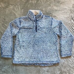 Cuddly Sherpa Blue Fuzzy Quarter Zip Pullover Sweater Youth Size 14/16